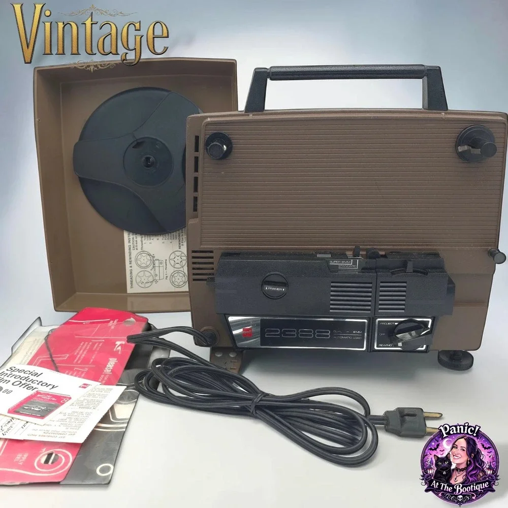 GAF 2388 Movie Projector Dual 8mm Super 8 Vintage Brown Automatic Load 1970 Tech